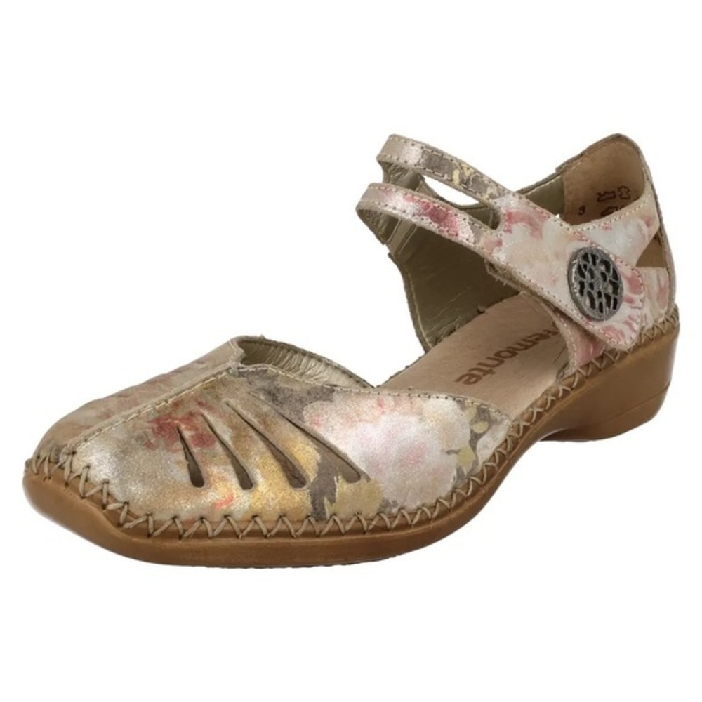 Remonte adjustable low heel multi colored metallic sandals